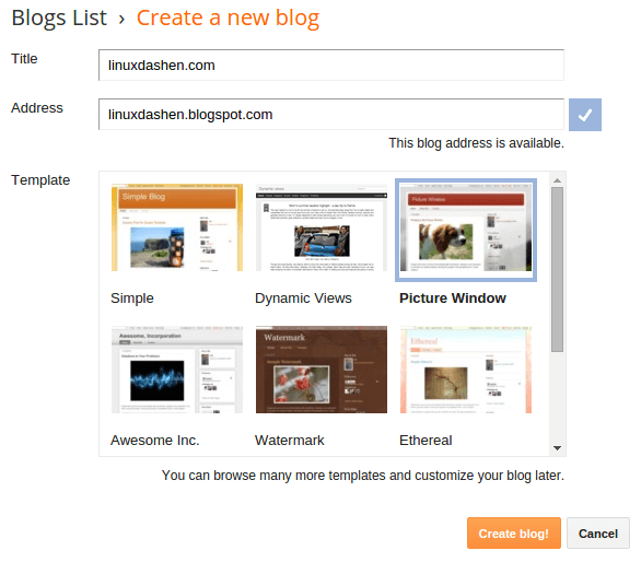 create a free blog on blogger