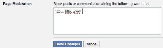 facebook page prevent spam