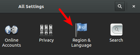 gnome settings - region & language