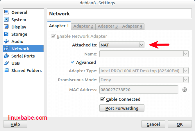 virtualbox NAT networking mode