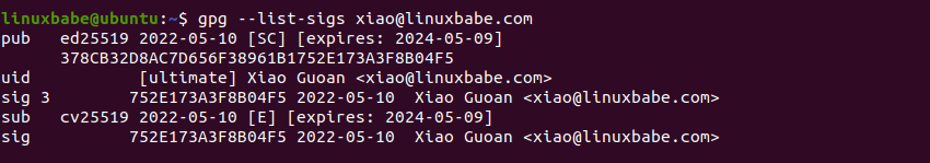 gpg list signature