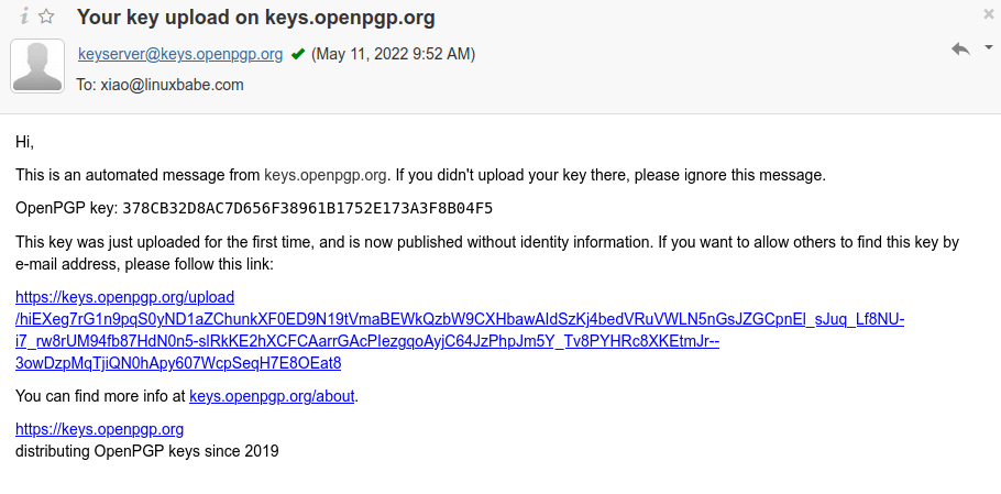 openpgp key server notification
