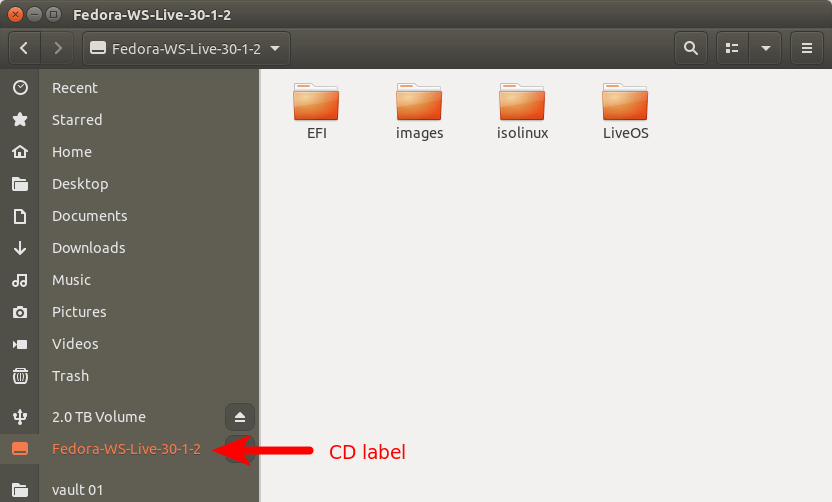Fedora ISO image CD label