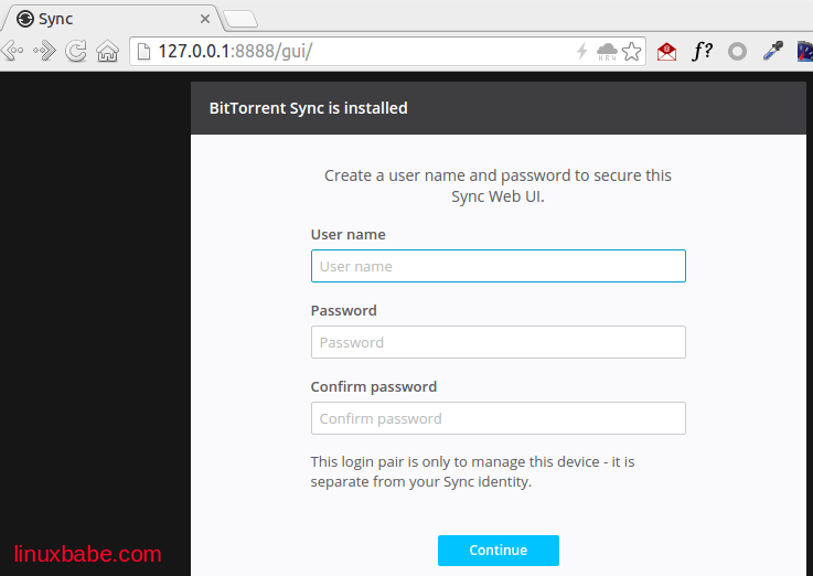 BitTorrent Sync web interface