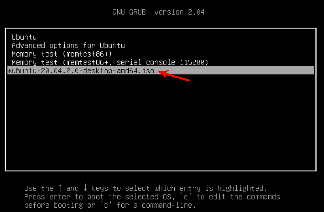 avvia il file ISO di Ubuntu da Grub