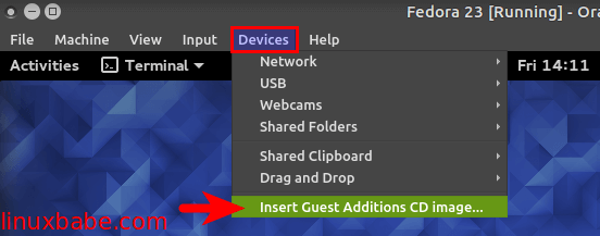 Install VirtualBox Guest Additions in Fedora Guest OS