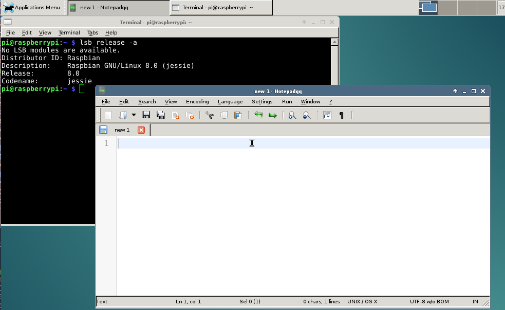 notepadqq running on Raspbian