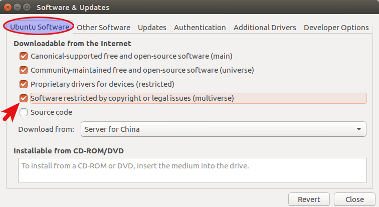 Software & Updates Ubuntu 16.04