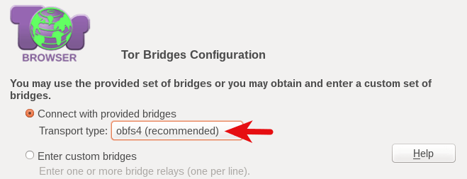 Tor bridge configuration