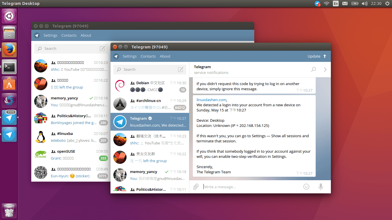 run two telegram clients at the same time on ubuntu 16.04