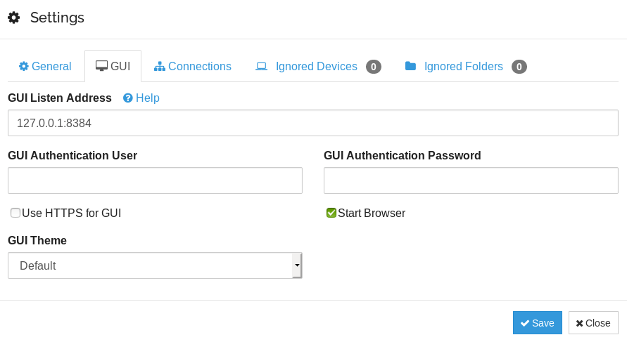 syncthing gui user authentication