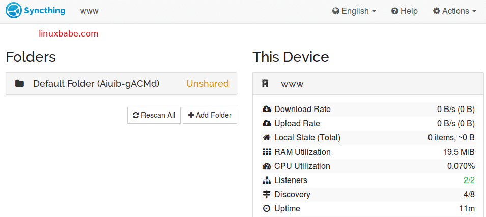 syncthing web interface