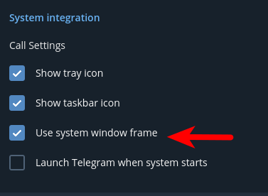telegram use system window frame