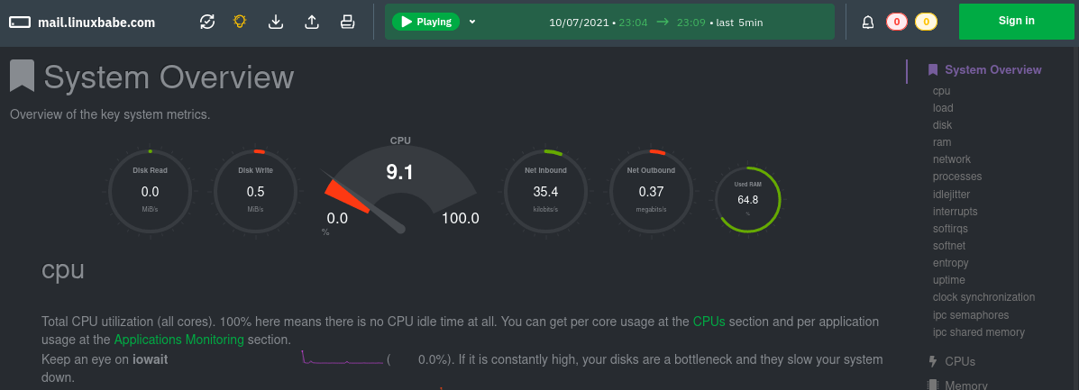 Linux-server-performance-monitoring-netdata-dashboard-overview