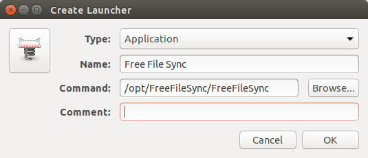 freefilesync create launcher ubuntu