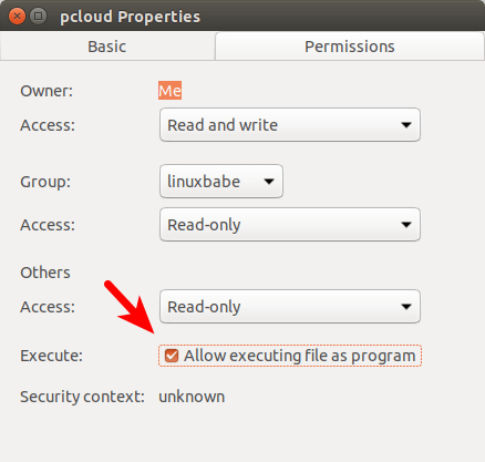 pcloud allow executing as program