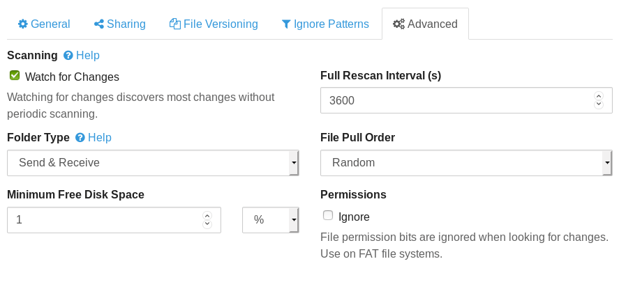 sycnthing advanced sharing settings