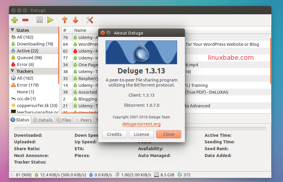 deluge 1.3.13 linux mint elementary os