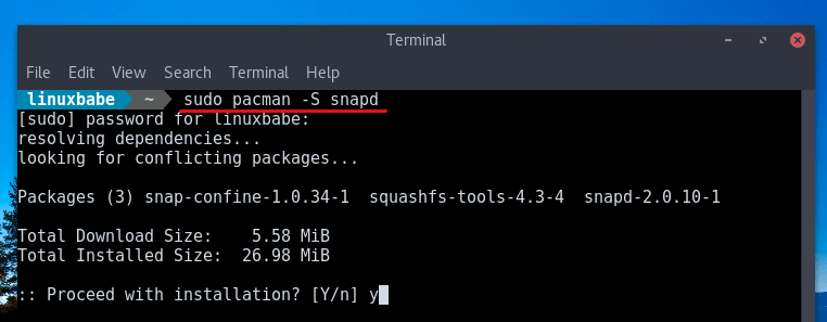 install snapd on arch linux from community repository