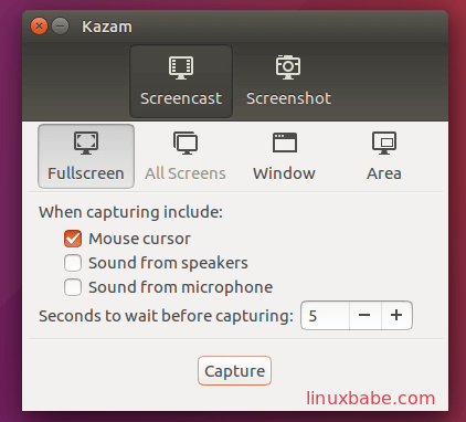 kazam screencaster on ubuntu