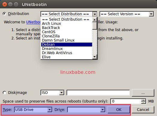 unetbootin linux live usb