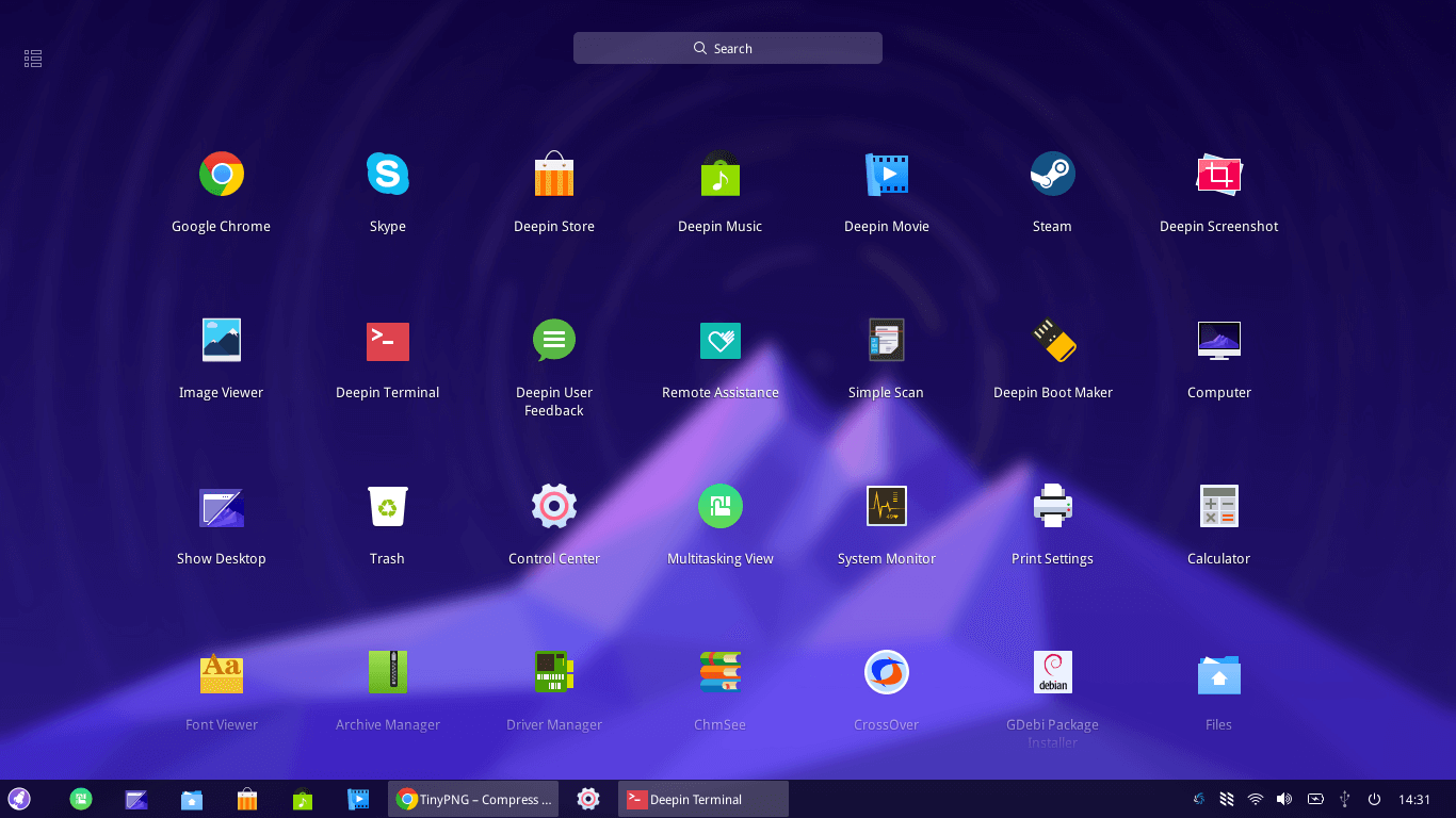 Deepin desktop launcher