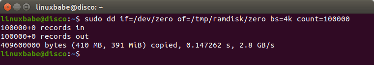 linux ramdisk speed test