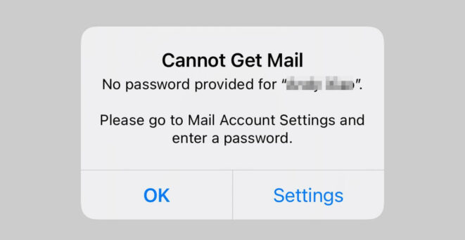 ios mail no password provided