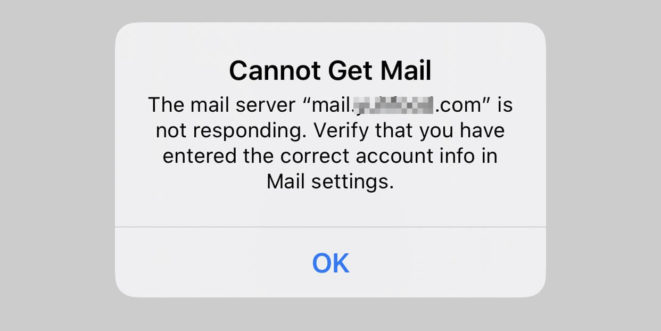 ios the mail server is not responding