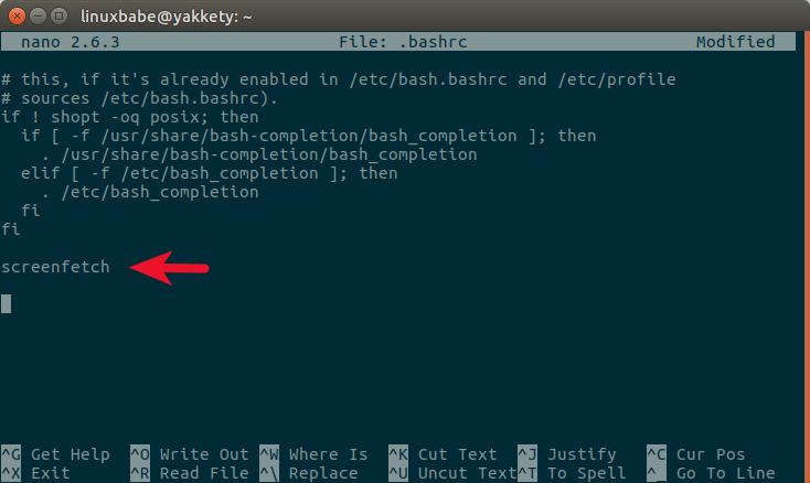 Edit .bashrc script with a command line text editor such as nano. 