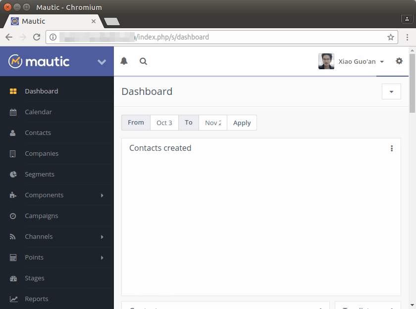 mautic dashboard ubuntu 16.04