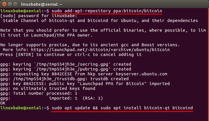 ubuntu bitcoin wallet)