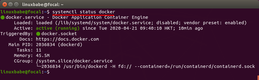 systemctl status docker