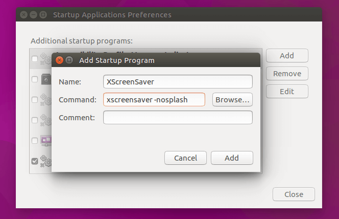 xscreensaver ubuntu startup