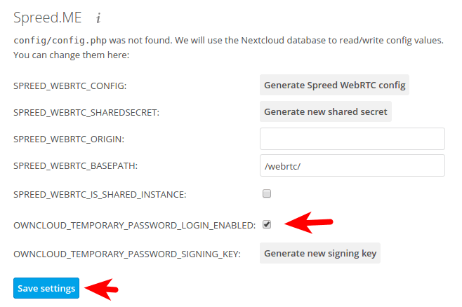 nextcloud enable temporary password