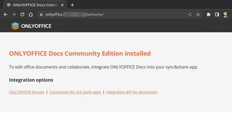 OnlyOffice Welcome page
