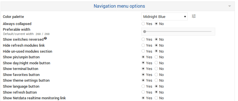 webmin navigation menu color