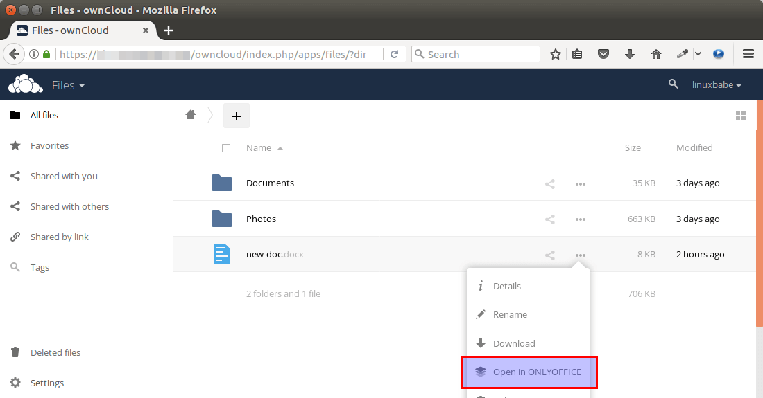 ownCloud onlyoffice integration