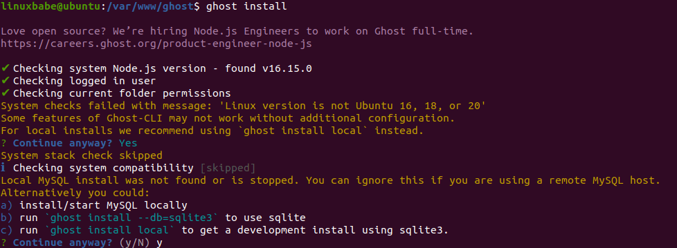 ghost install ubuntu server
