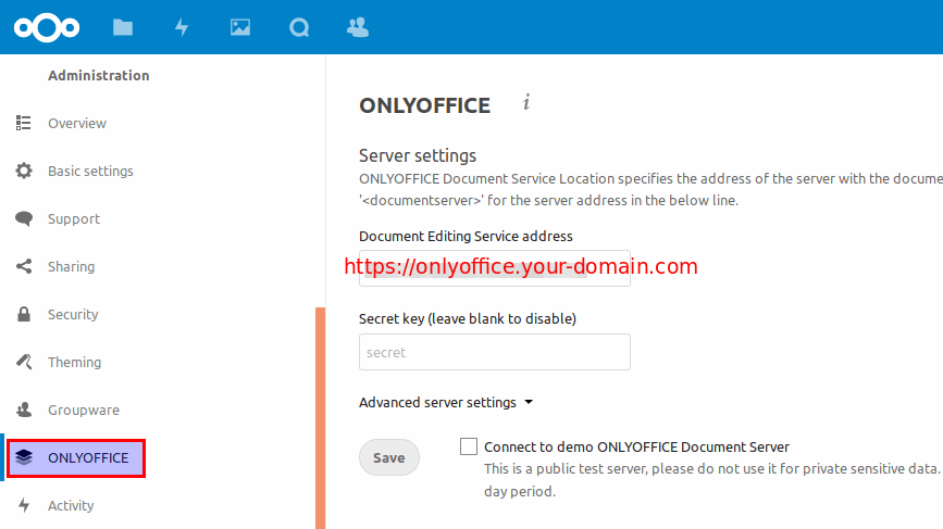 onlyoffice connector app for nextcloud