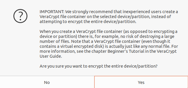 veracrypt encrypt entire device partition