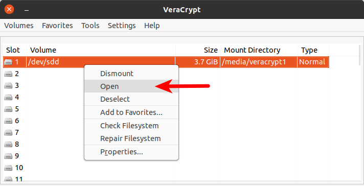 veracrypt open outer volume in file manager