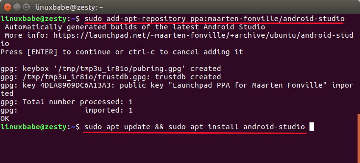 install android studio ubuntu