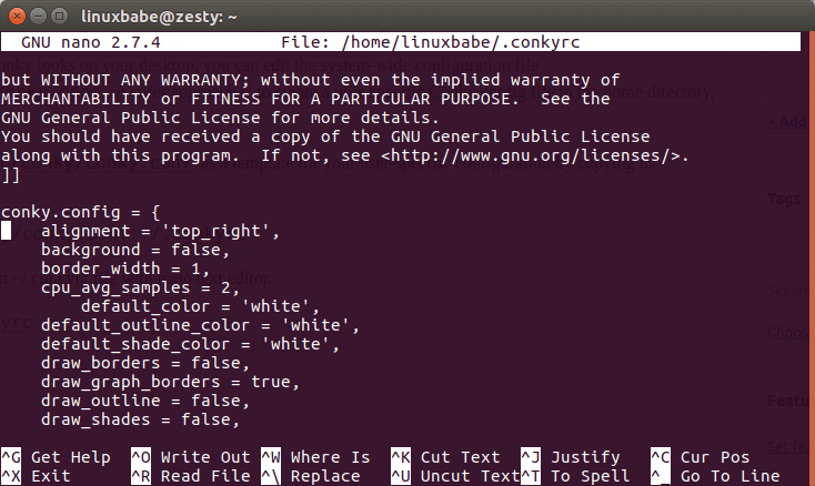 conky ubuntu 16.04