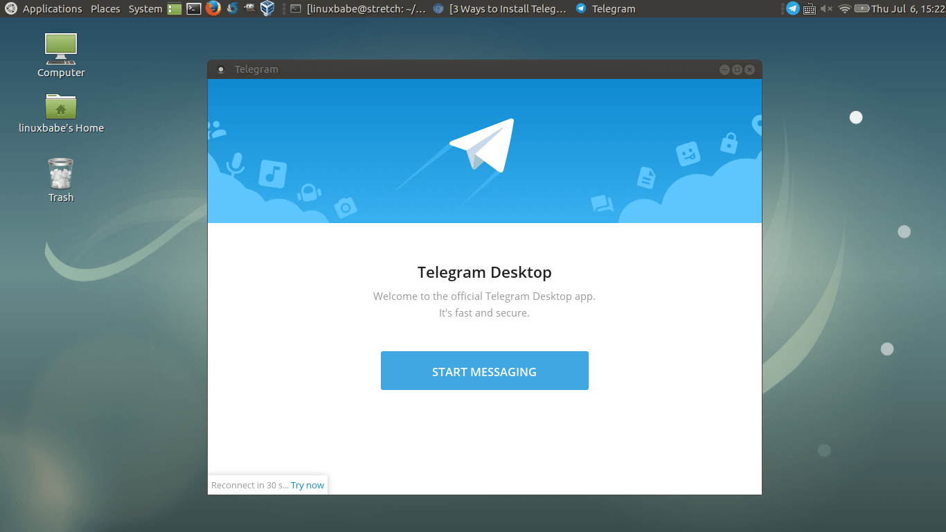 install telegram on debian 9 stretch