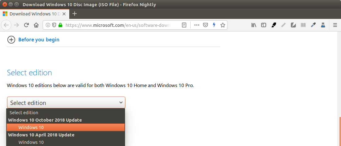 ISO immagine disco di Windows 10