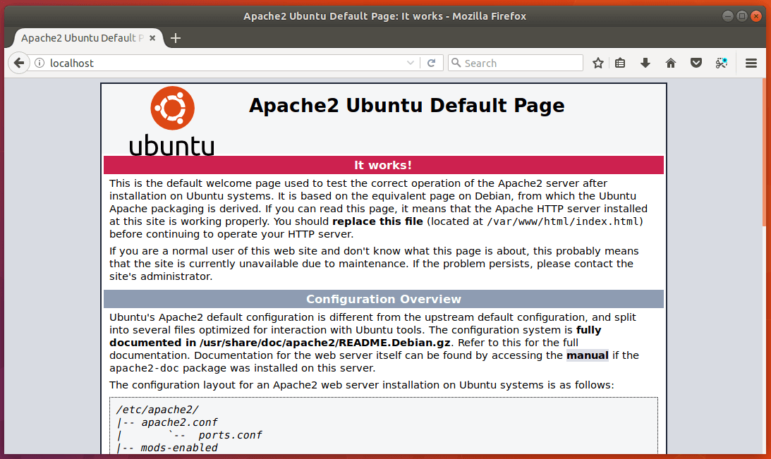 Ubuntu 17.10 apache web server