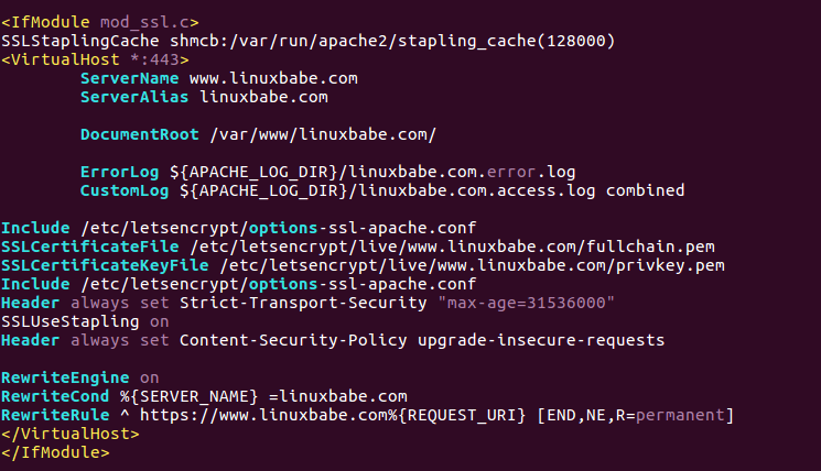 letsencrypt apache virtual host