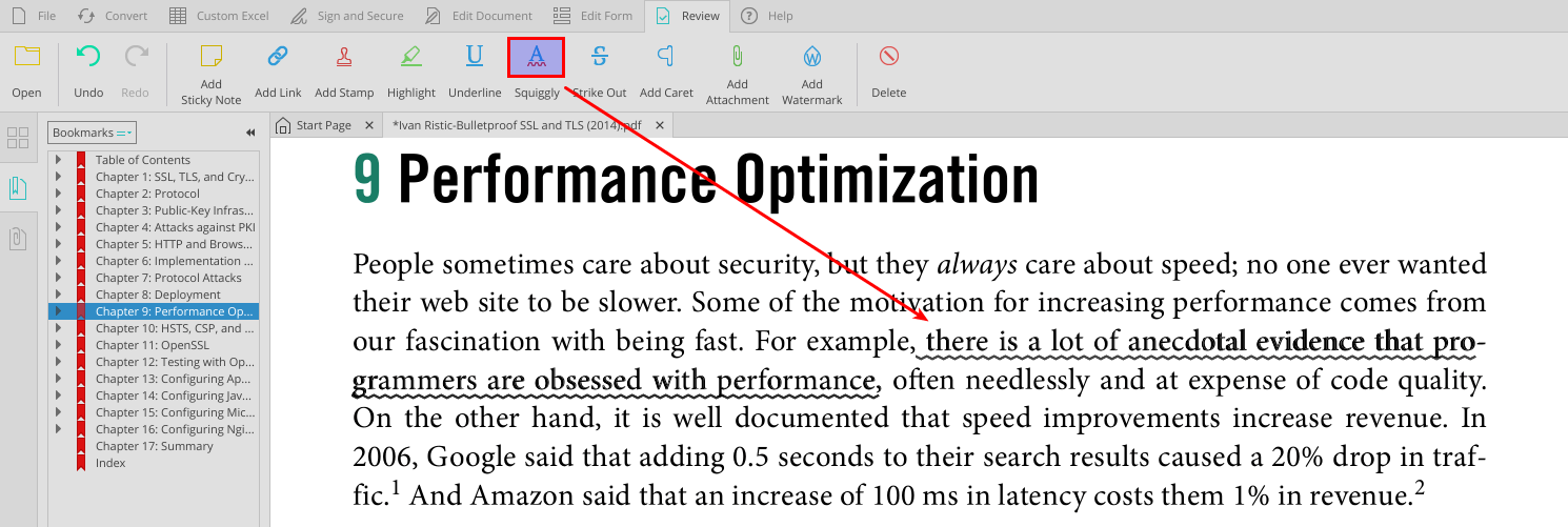 add squiggly lines to pdf text