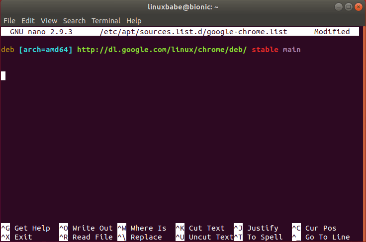 install google chrome browser ubuntu 18.04 from command line